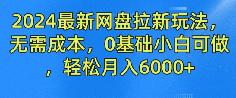 2024最新网盘拉新玩法，无需成本，0基础小白可做，轻松月入6000+-创业项目网