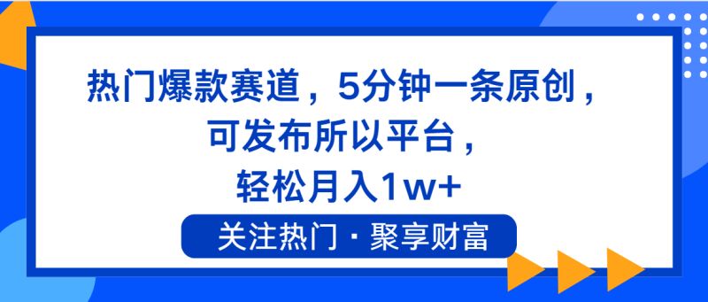 热门爆款赛道,5分钟一条原创,可发布所以平台, 轻松月入1w+-创业项目网