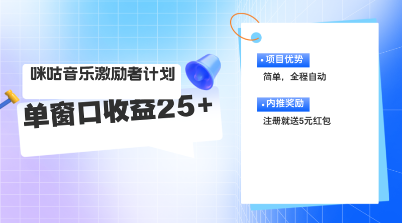咪咕激励者计划，单窗口收益20~25，可矩阵操作-创业项目网