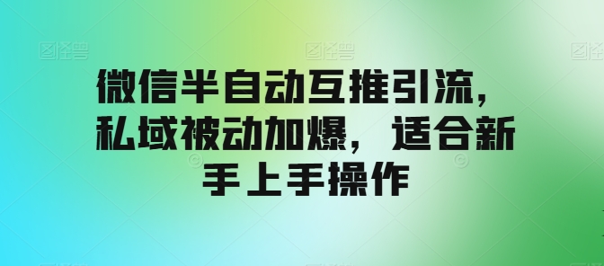 微信半自动互推引流，私域被动加爆，适合新手上手操作-创业项目网