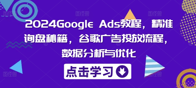 2024Google Ads教程，精准询盘秘籍，谷歌广告投放流程，数据分析与优化-创业项目网