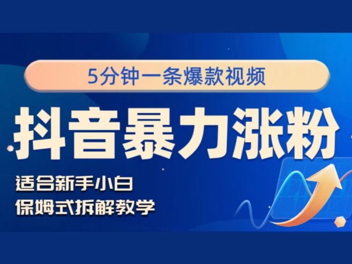 抖音暴力涨粉野路子,五分钟一条视频,适合新手小白!-创业项目网