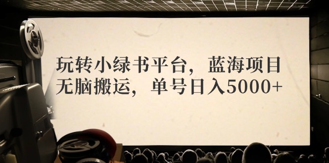 玩转小绿书平台，蓝海项目，无脑搬运，单号日入5000+-创业项目网