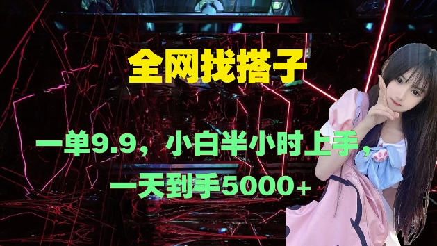 全网找搭子，一单9.9.小白半小时上手，一天到手几张-创业项目网