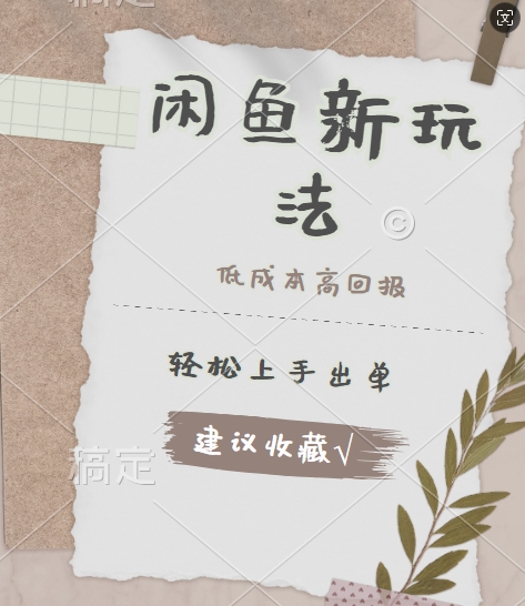 闲鱼新玩法惊现!低成本，高回报，小白轻松上手当天出单， 且复购率超高-创业项目网