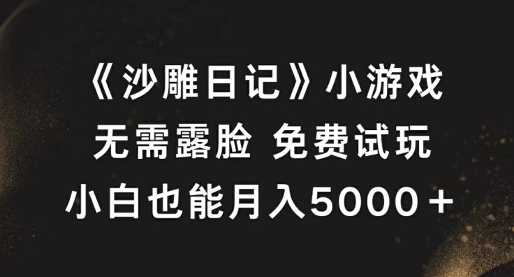 《沙雕日记》小游戏，无需露脸免费试玩，小白也能月入5000+-创业项目网