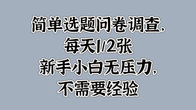 简单选题问卷调查,每天100+,新手小白无压力,不需要经验-创业项目网