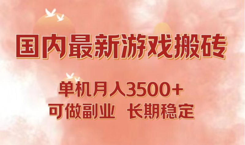 国内最新游戏打金搬砖,单机月入3500+可做副业 长期稳定-创业项目网