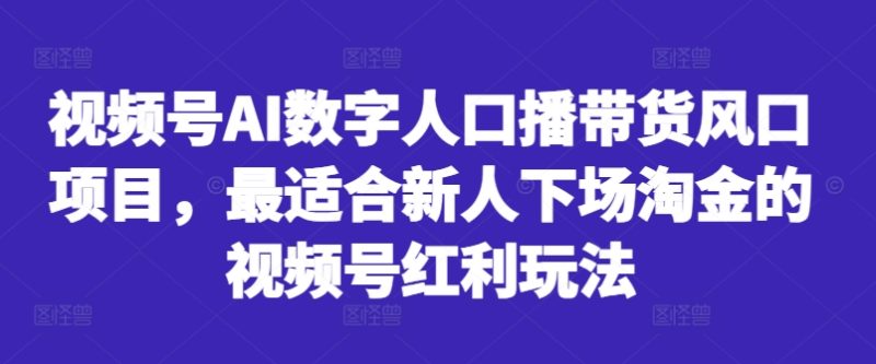 视频号AI数字人口播带货风口项目,最适合新人下场淘金的视频号红利玩法-创业项目网