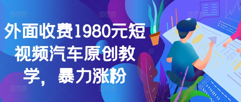 外面收费1980元短视频汽车原创教学，暴力涨粉-创业项目网