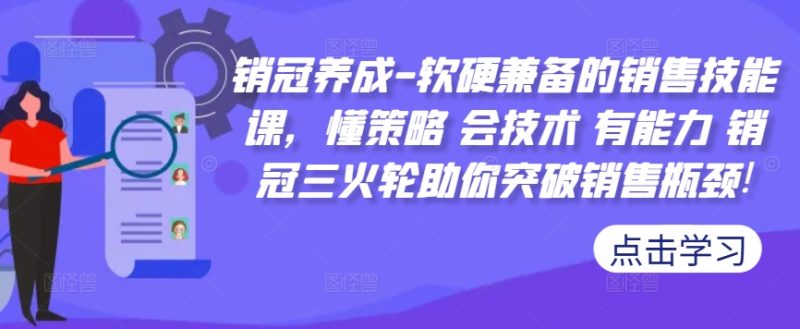 销冠养成-软硬兼备的销售技能课,懂策略 会技术 有能力 销冠三火轮助你突破销售瓶颈!-创业项目网