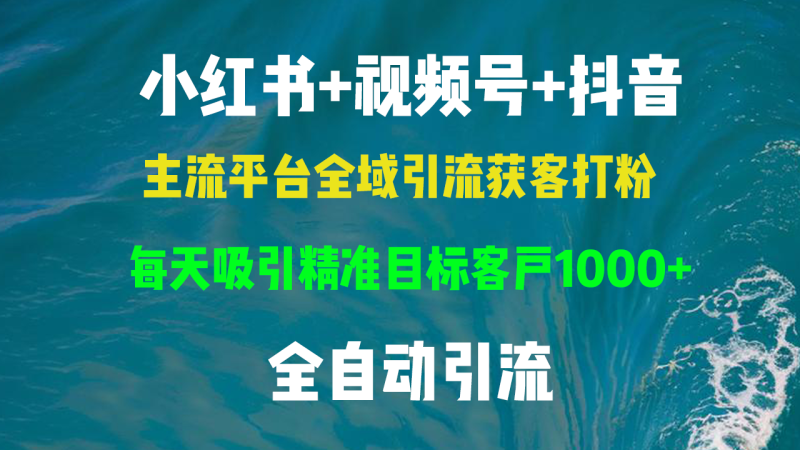 小红书,视频号,抖音主流平台全域引流获客打粉,每天吸引精准目标客户1000+-创业项目网