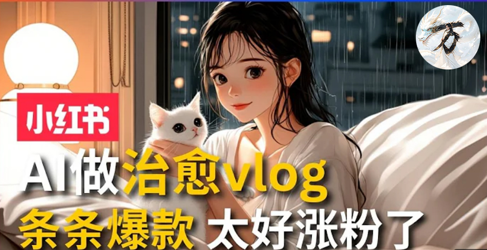 AI治愈系vlog动画视频，小红书1个月轻松涨粉破万，商单报价1500+日入2000+-创业项目网