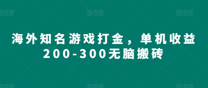 海外知名游戏打金,单机收益200-300无脑搬砖-创业项目网