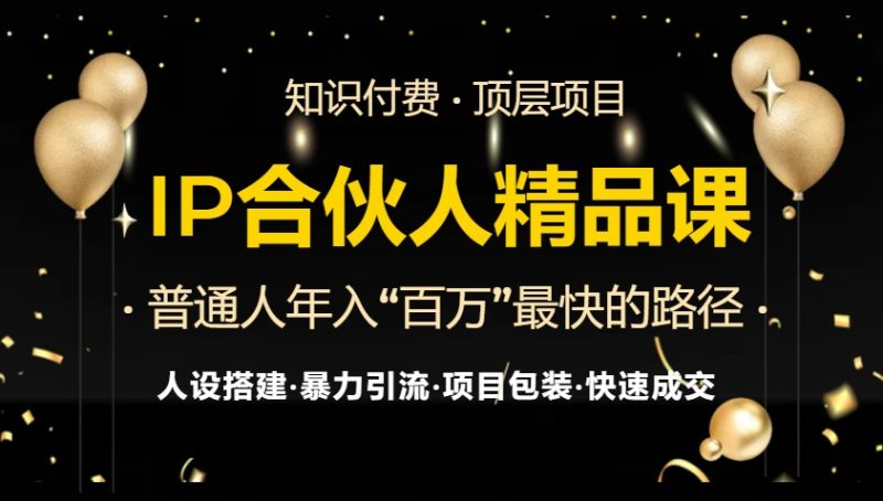 IP合伙人最新精品课程，知识付费全流程+最强引流术+小白避坑指南-创业项目网