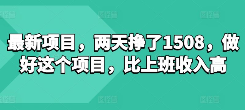 最新项目,两天挣了150,做好这个项目,比上班收入高-创业项目网