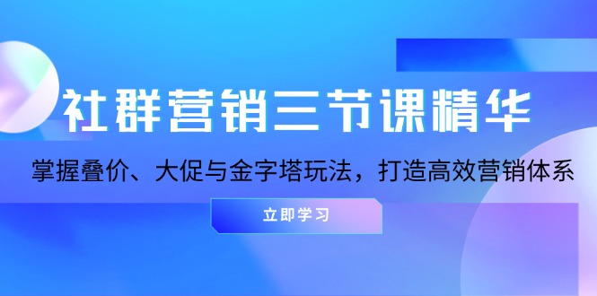 社群营销三节课精华：掌握叠价、大促与金字塔玩法，打造高效营销体系-创业项目网