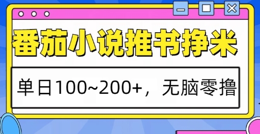 番茄小说推书挣米，单日100-200+，无脑零撸，实操流程-创业项目网
