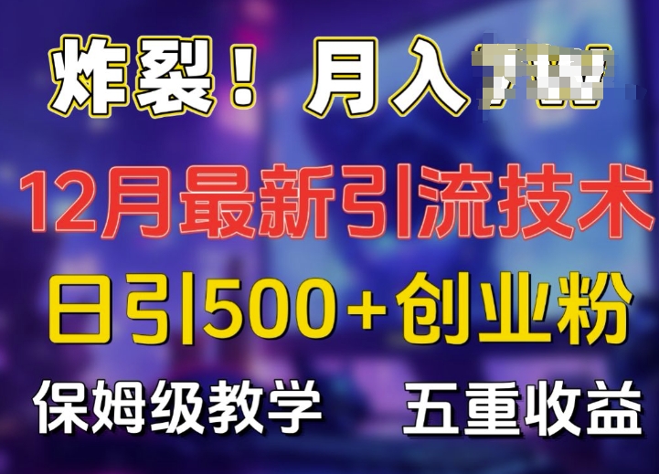 炸裂!揭秘12月最新日引流500+精准创业粉，多重收益保姆级教学-创业项目网