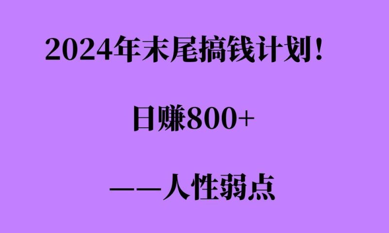 2024年末尾搞钱计划,男粉项目,人性弱点,日入多张-创业项目网