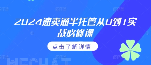 2024速卖通半托管从0到1实战必修课，掌握通投广告打法、熟悉速卖通半托管的政策细节-创业项目网