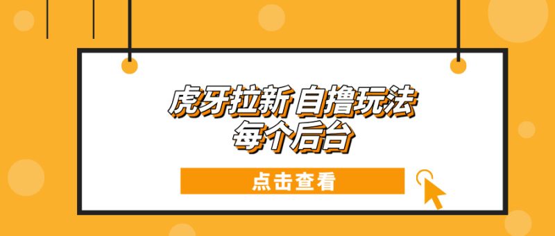 虎牙拉新自撸玩法 每个后台每天100+-创业项目网