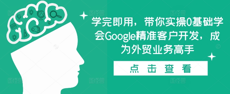 学完即用，带你实操0基础学会Google精准客户开发，成为外贸业务高手-创业项目网