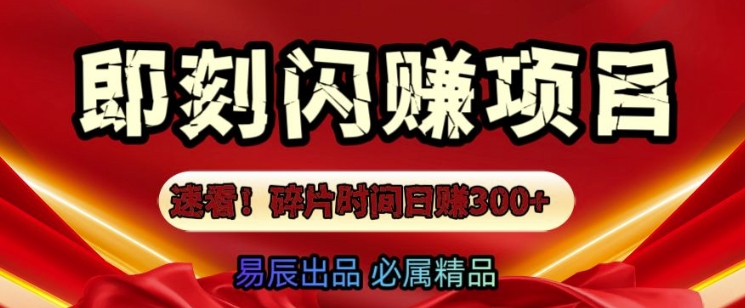 速看!零门槛即刻闪赚副业项目，轻松用碎片时间日入300+-创业项目网