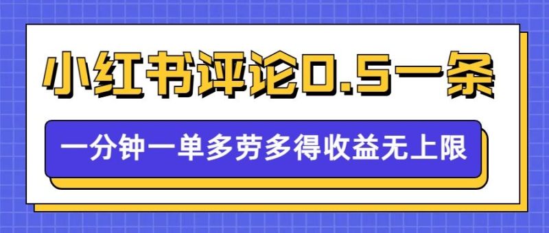 小红书留言评论,0.5元1条,一分钟一单,多劳多得,收益无上限-创业项目网