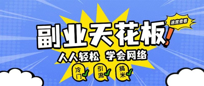 副业天花板0成本做网络，小白轻松上手-创业项目网