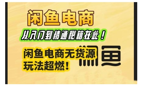 闲鱼电商实战课，从入门到精通秘籍在此，闲鱼电商无货源玩法超燃!-创业项目网