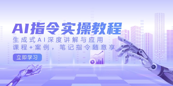 AI指令实操教程，生成式AI深度讲解与应用，课程+案例，笔记指令随意享-创业项目网