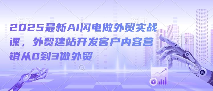 2025最新AI闪电做外贸实战课，外贸建站开发客户内容营销从0到3做外贸-创业项目网