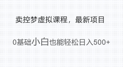 最新小众项目，利用人们猎奇的心理卖控梦虚拟课程，0基础小白也能轻松日入500+-创业项目网
