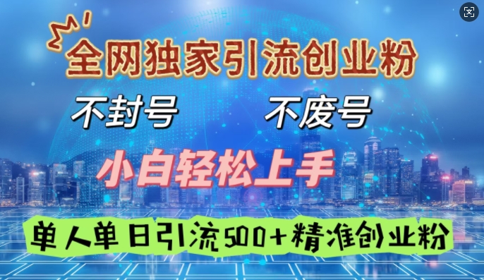 全网独家引流创业粉，不封号、不费号，小白轻松上手，单人单日引流500+精准创业粉-创业项目网