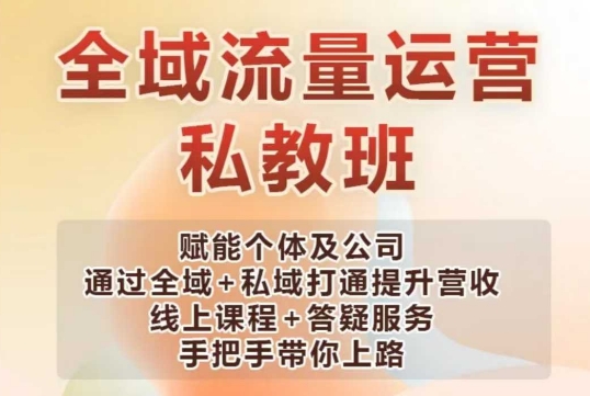 全域流量运营操盘课，赋能个体及公司通过全域+私域打通提升营收-创业项目网