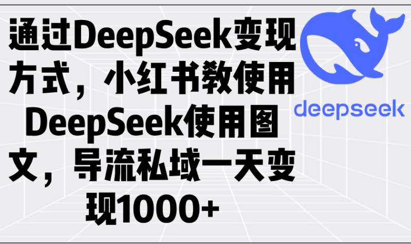 通过DeepSeek变现方式,小红书教使用DeepSeek图文,导流私域一天变现1000+-创业项目网