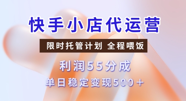 快手小店代运营3.0，模式新升级，收益55分，稳定单日500+-创业项目网