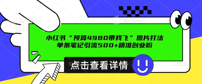 小红书图片引流打法，一张图片引爆创业粉 私信回不完，单条笔记引流500+精准创业粉-创业项目网
