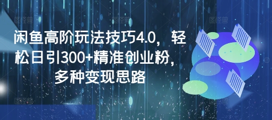 闲鱼高阶玩法技巧4.0，轻松日引300+精准创业粉，多种变现思路-创业项目网
