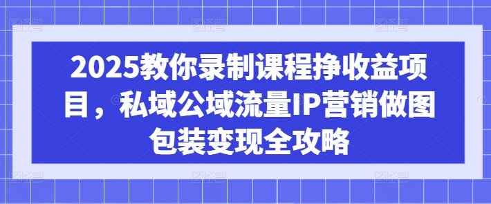 2025教你录制课程挣收益项目，私域公域流量IP营销做图包装变现全攻略-创业项目网