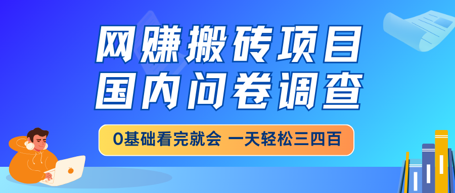 网赚搬砖项目，国内问卷调查，0基础看完就会 一天轻松三四百-创业项目网
