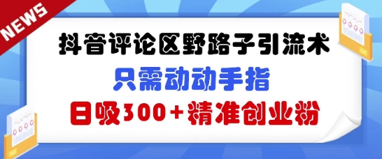 抖音评论区野路子引流术，只需动动手指，日吸300+精准创业粉-创业项目网