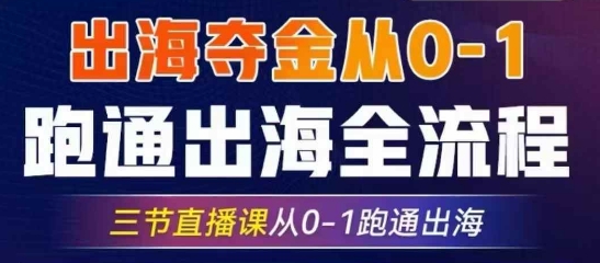 2025出海夺金从0-1跑通出海全流程，三节直播课从0-1跑通出海，教你用AI跑通全流程-创业项目网