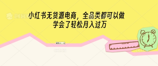 小红书无货源电商，全品类都可以做，学会了轻松月入过W-创业项目网