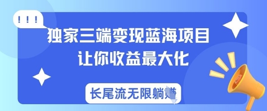 独家三端变现蓝海项目，让你收益最大化，长尾流无限躺挣-创业项目网