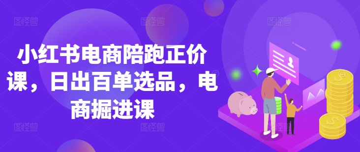 小红书电商陪跑正价课，小红书官方认证电商讲师教学，日出百单选品，电商掘进课-创业项目网