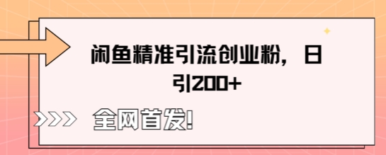 闲鱼精准引流创业粉，轻松日引200+-创业项目网