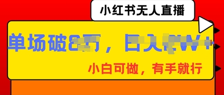 小红书无人直播，纯小白可做，有手就行，单场直播销售额破8w-创业项目网