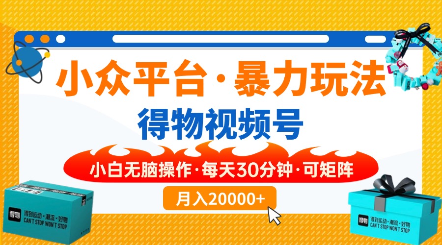 小众平台暴力玩法，一键搬运爆款视频，可矩阵小白无脑操作，每天30分钟，可矩阵-创业项目网